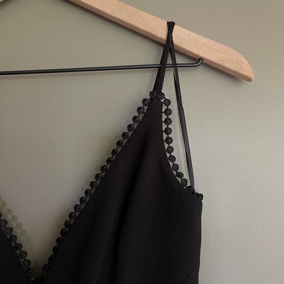 NICHOLAS‎ Crepe Fitted Panel Dress Black Size 0 Lace Embroidered Flounce Hem - Picture 9 of 16